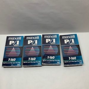 Maxwell P/I plus T-160 time lapse recording VHS EP 8 hours blank tapes set 4 new